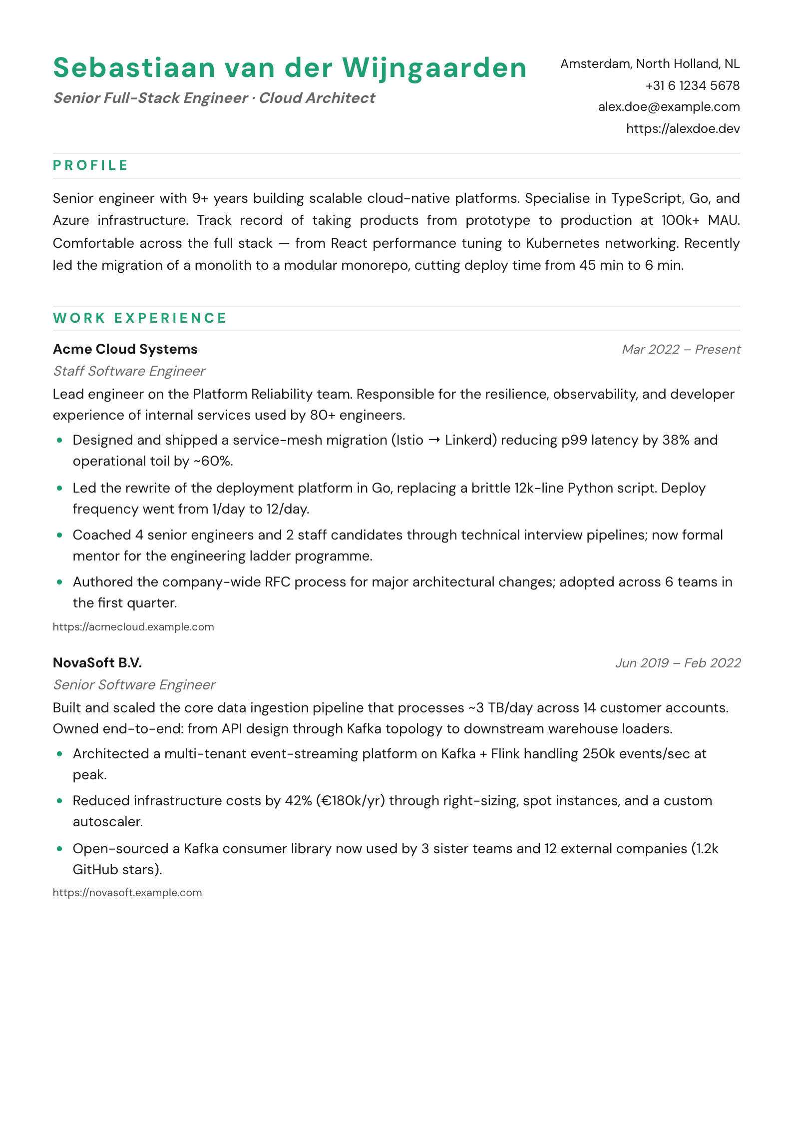 Formal resume template