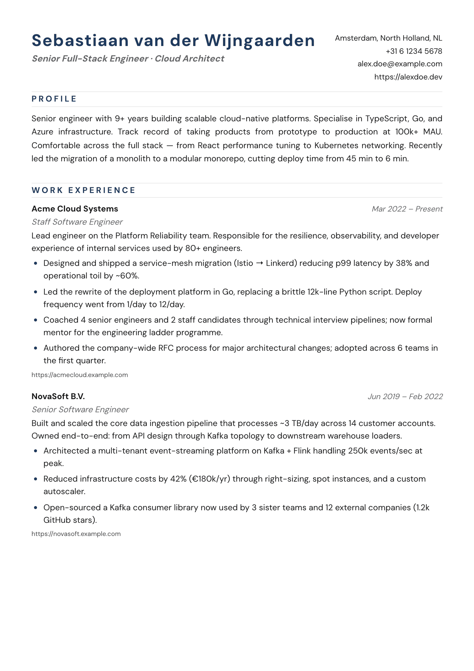 Formal Navy resume template