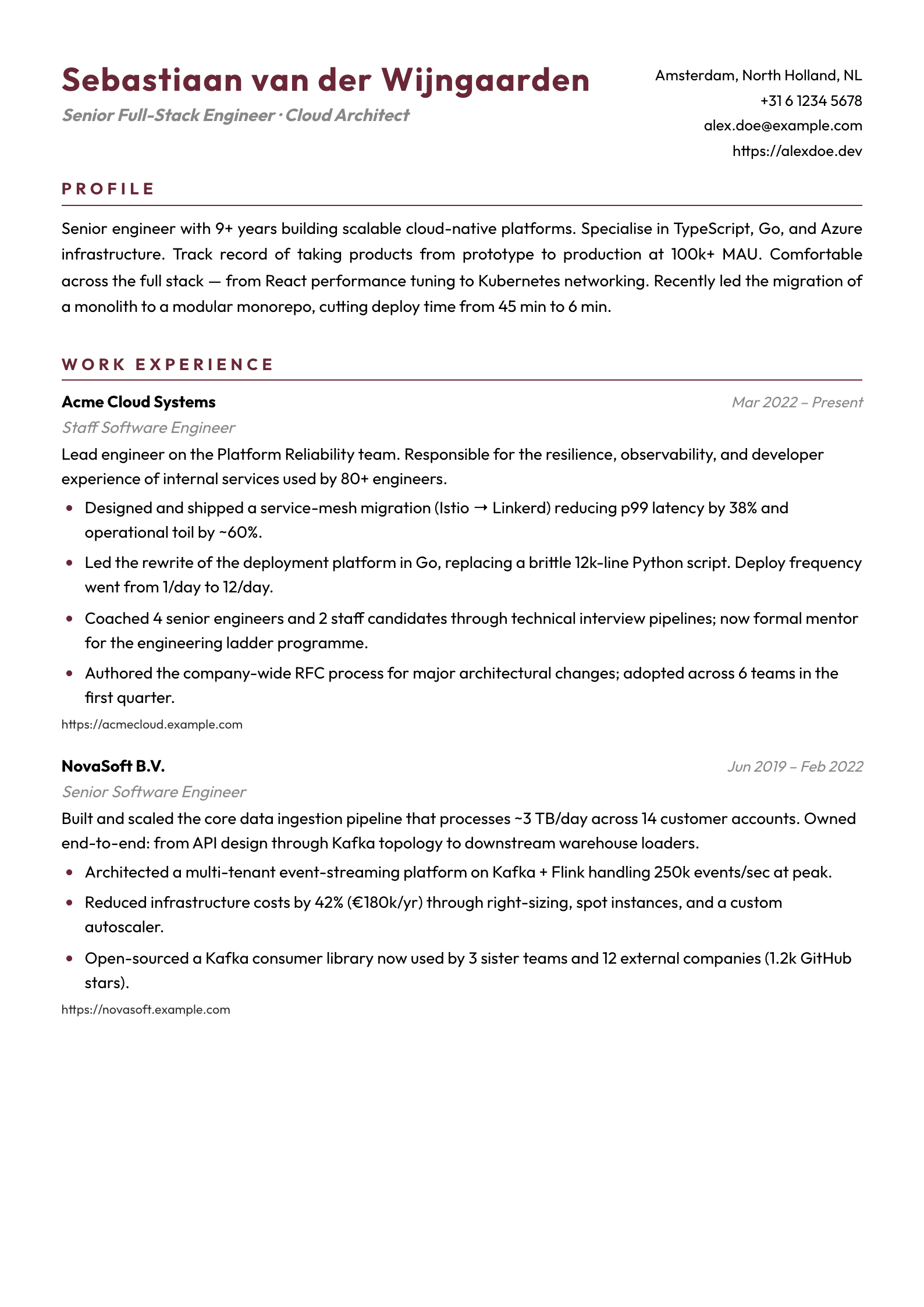 Folio resume template