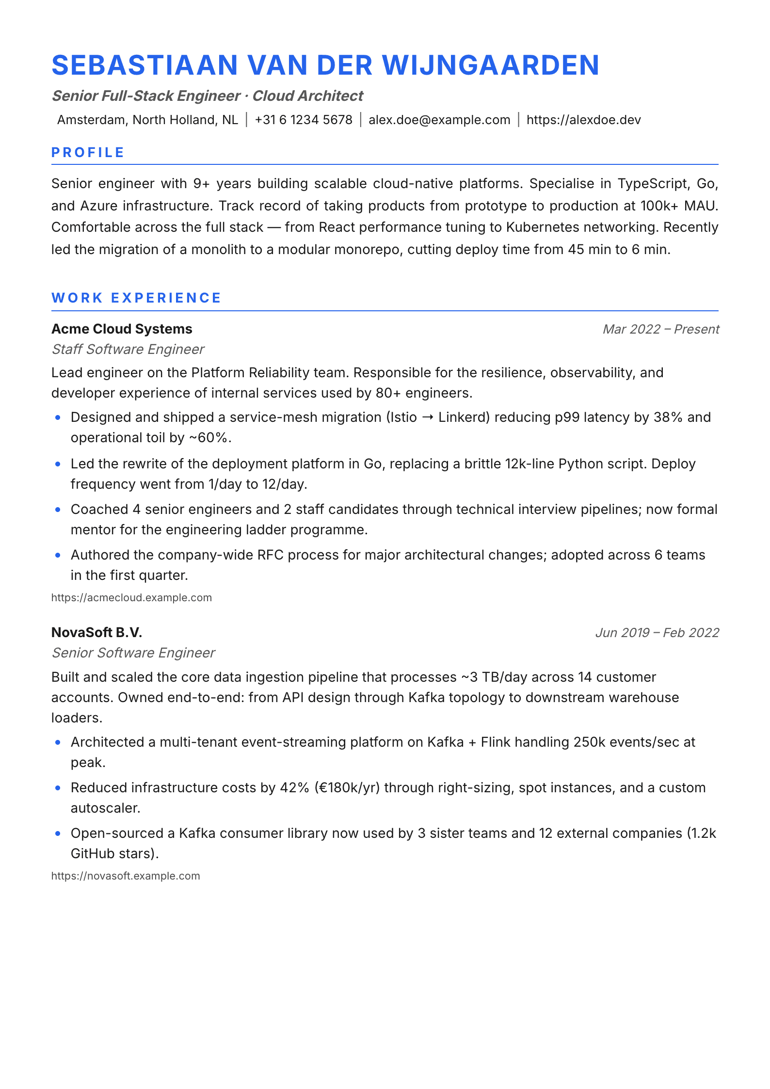 Vertex resume template