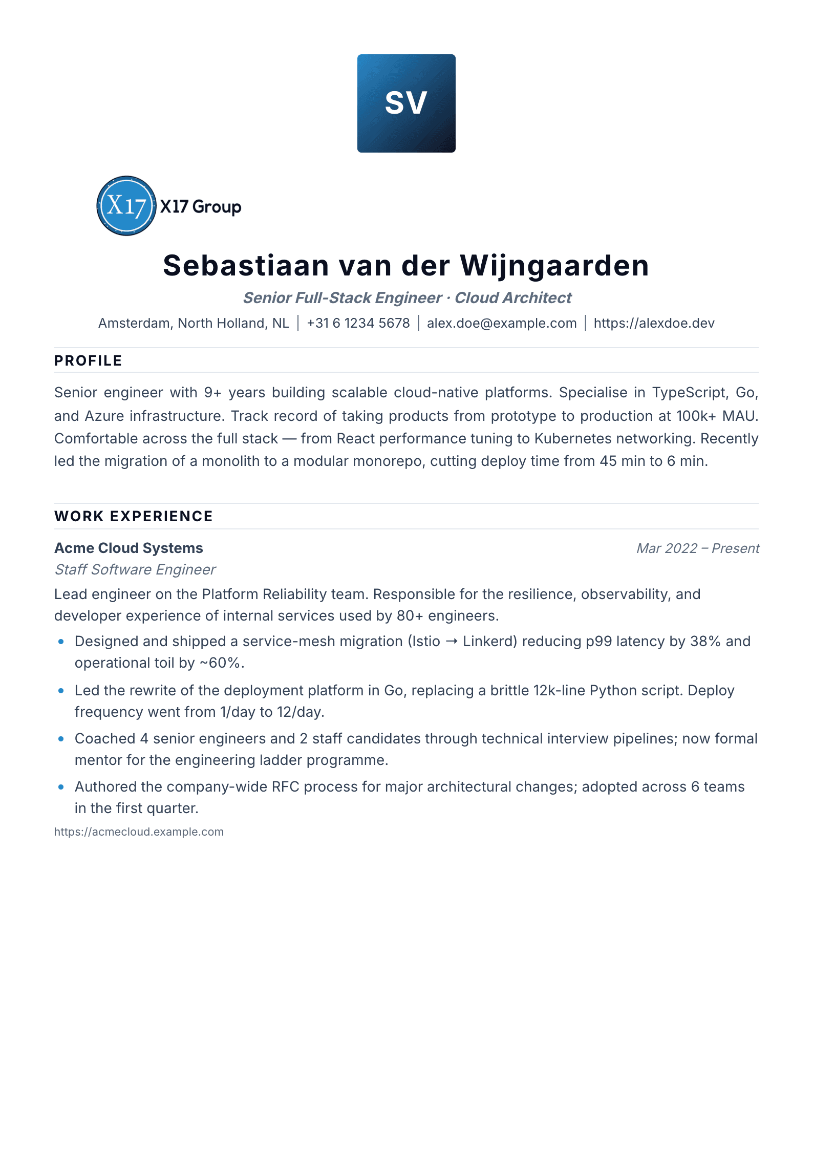 X17-Group resume template